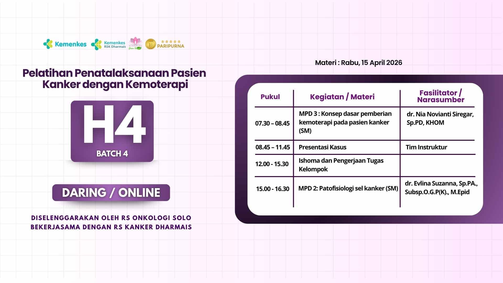 Hari Ke - 3 Pelatihan Penatalaksanaan Pasien Kanker Dengan Kemoterapi | Batch 4